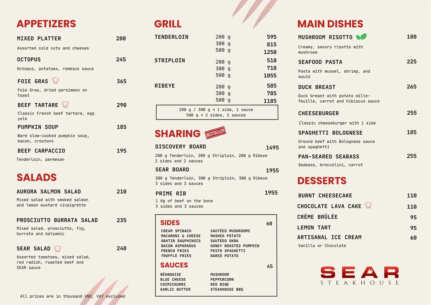SEAR Steakhouse - all